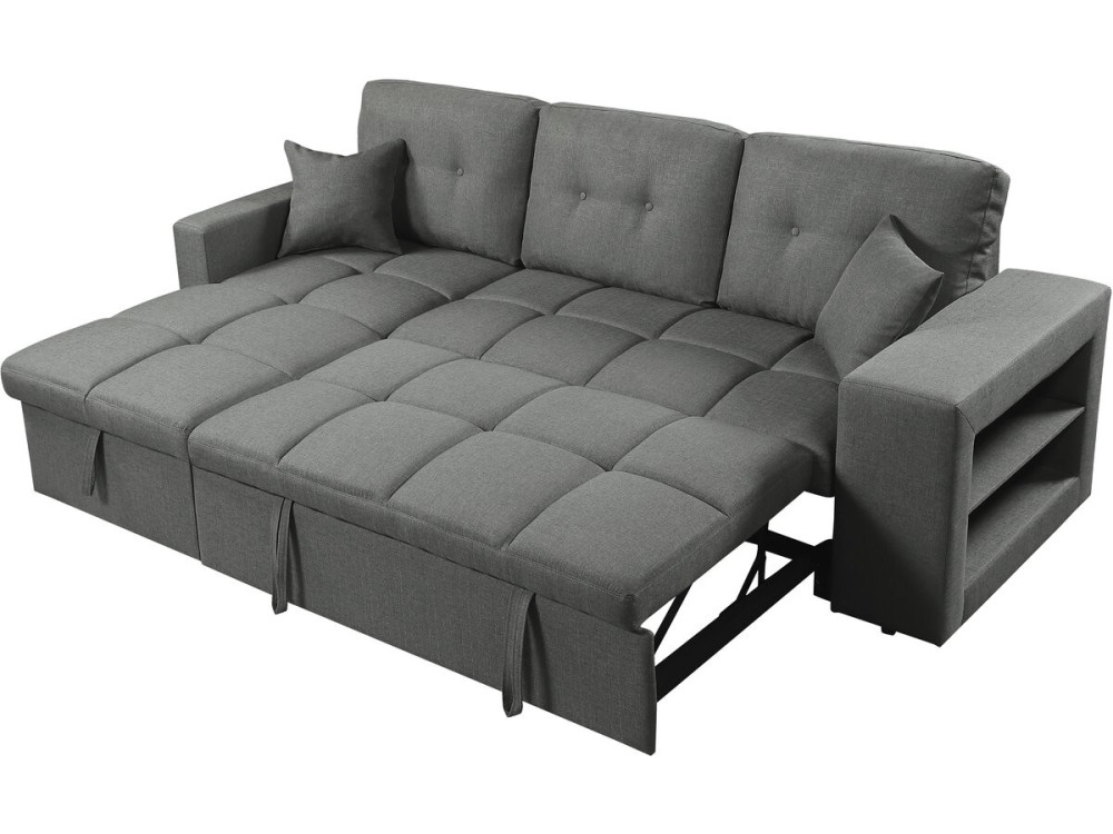 Canapé d'angle convertible/réversible tissu style bubble "Axel" - 3 places - Gris