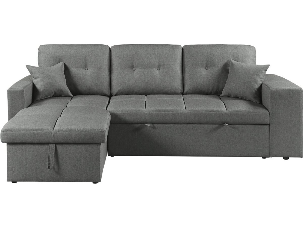 Canapé d'angle convertible/réversible tissu style bubble "Axel" - 3 places - Gris