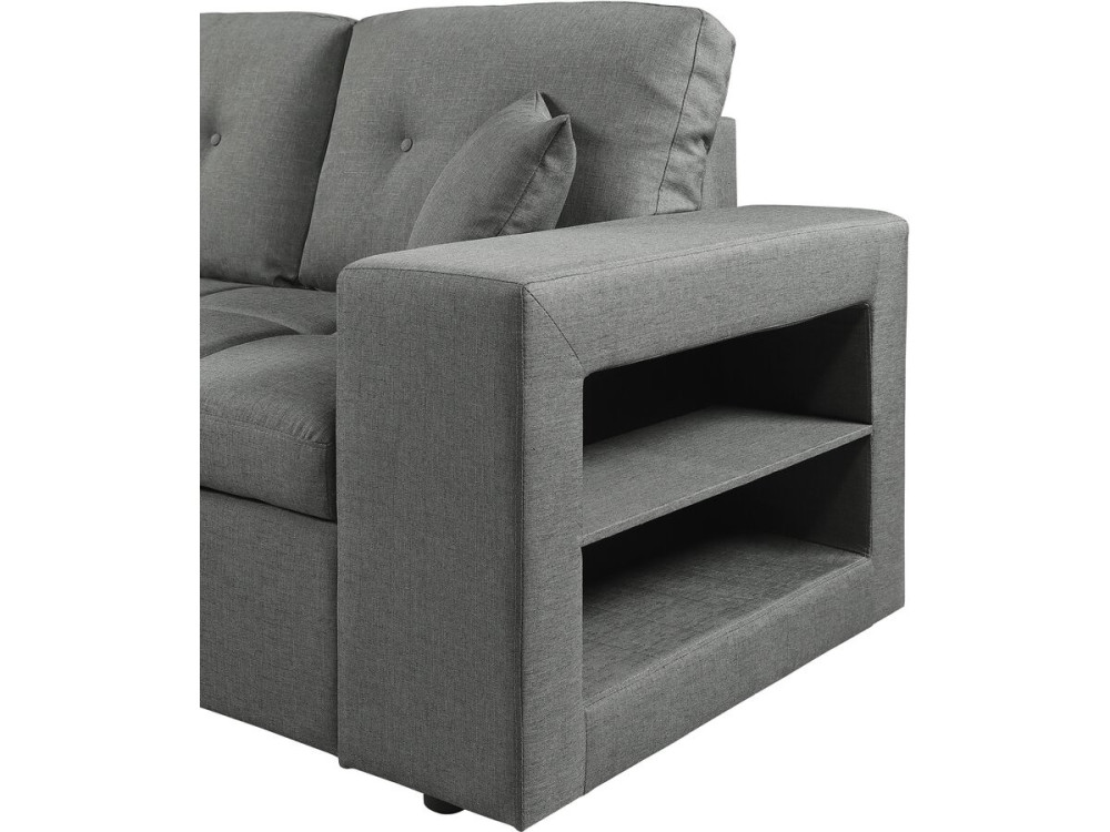 Canapé d'angle convertible/réversible tissu style bubble "Axel" - 3 places - Gris