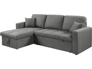 Canapé d'angle convertible/réversible style bubble "Alain" - 3 places - Gris