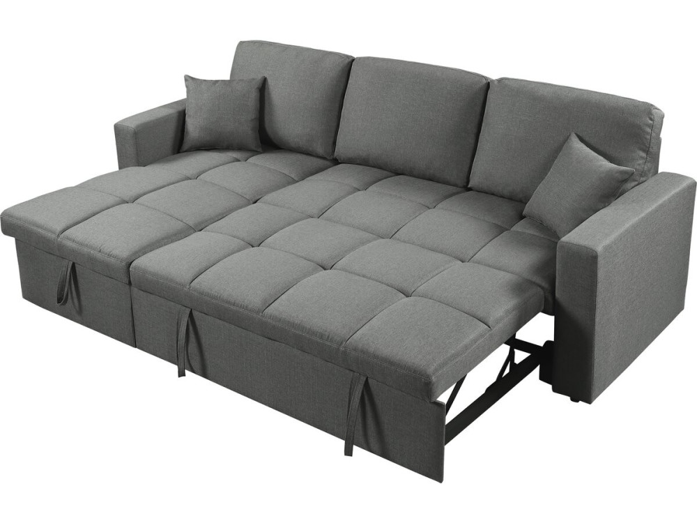Canapé d'angle convertible/réversible style bubble "Alain" - 3 places - Gris