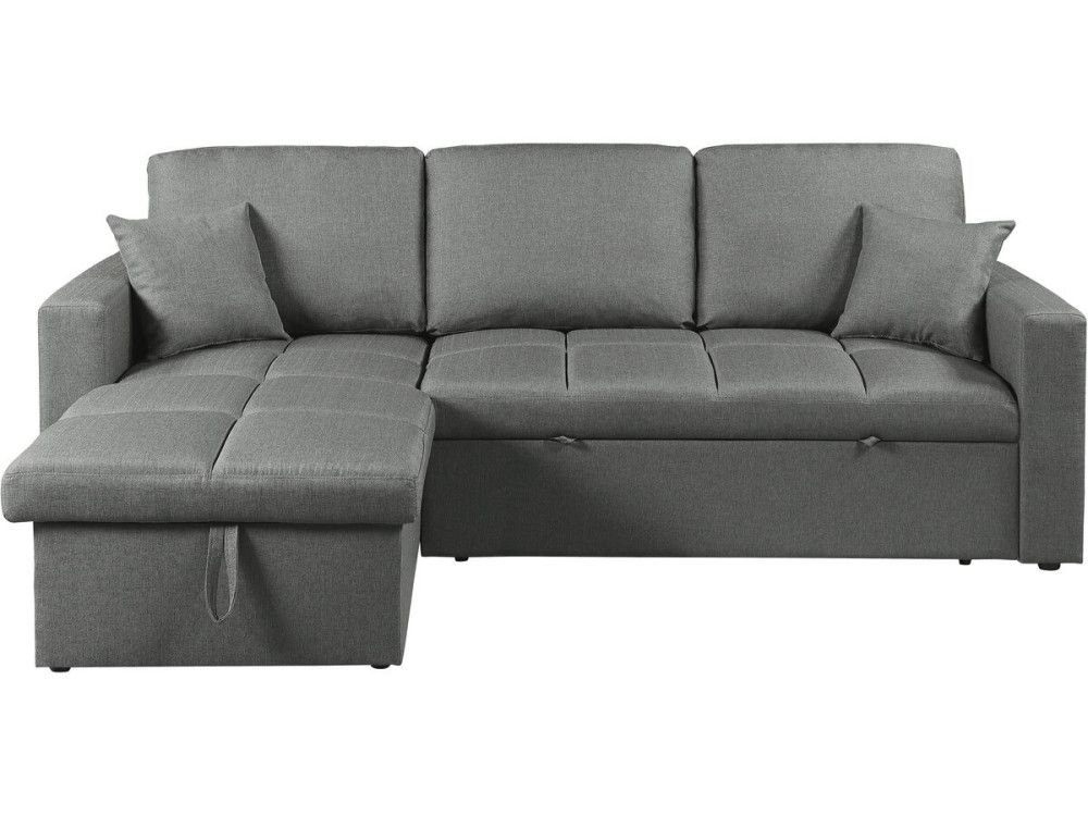 Canapé d'angle convertible/réversible style bubble "Alain" - 3 places - Gris