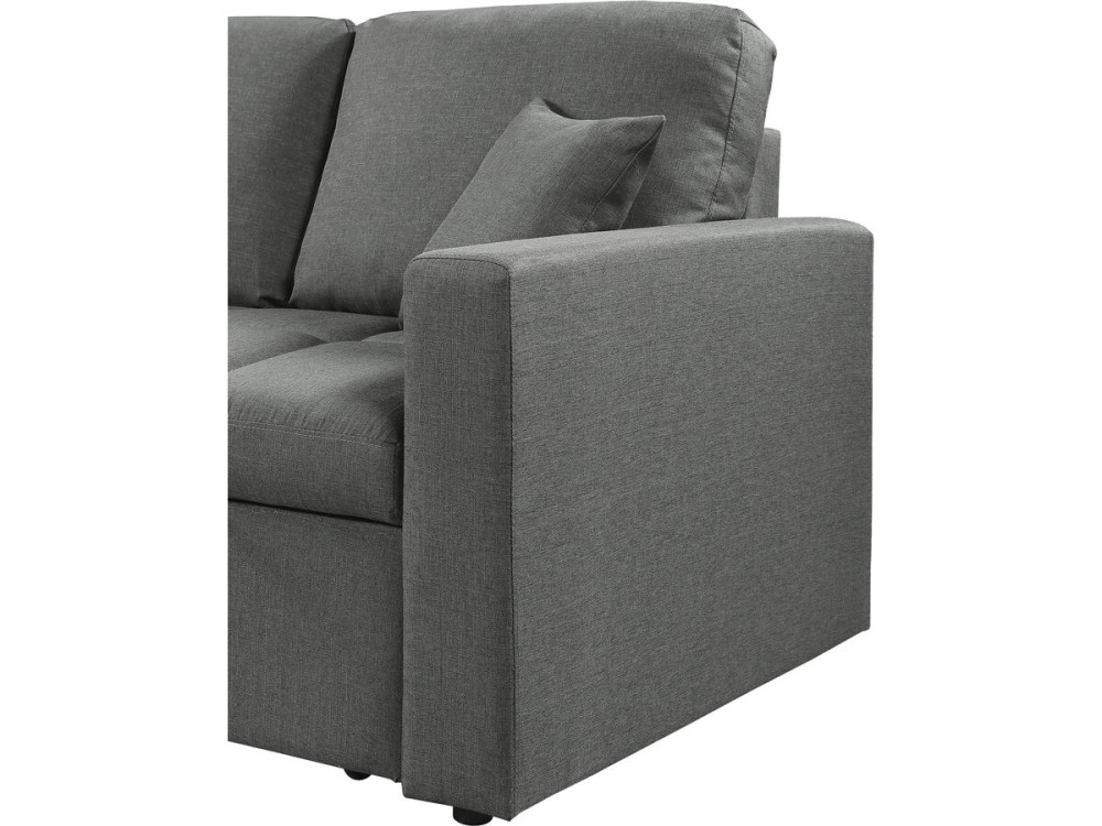 Canapé d'angle convertible/réversible style bubble "Alain" - 3 places - Gris