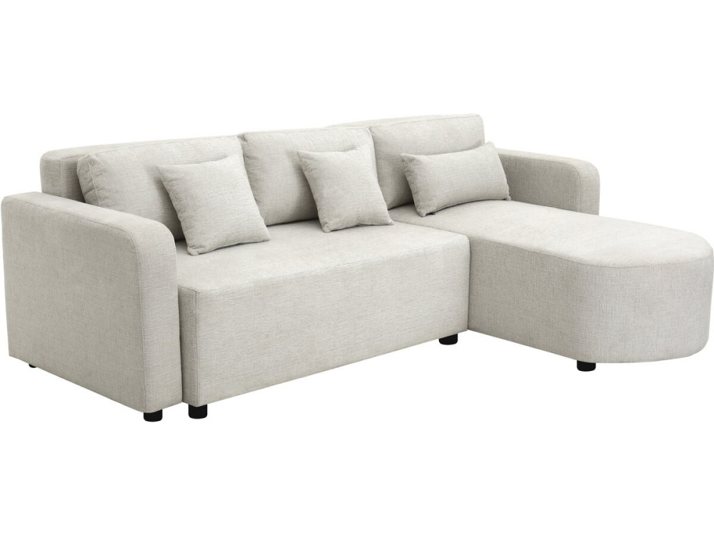 Canapé d'angle convertible/réversible en tissu "Charles" - 3 places - Beige