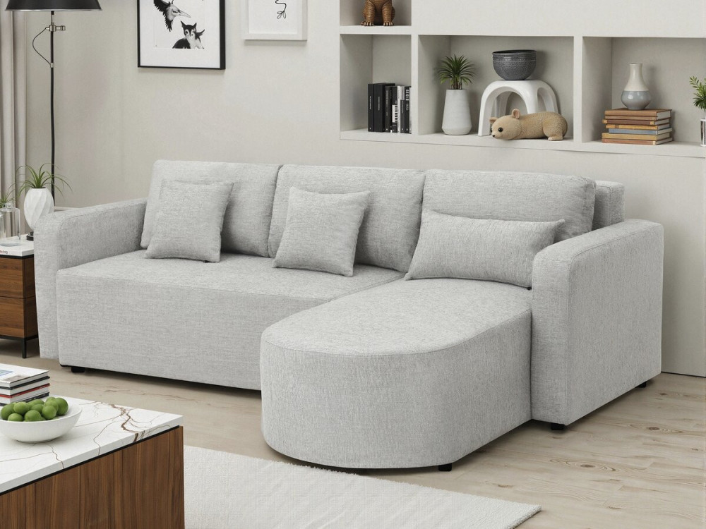 Canapé d'angle convertible et reversible en tissu "Charles" - 3 places - Gris
