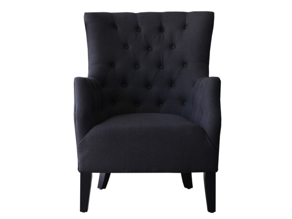 Fauteuil Scandinave Tissu "Duchesse" - 76 x 83 x 100,5 cm - Noir