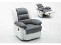 Fauteuil relax "Buckingham" - 85 x 93 x 100 cm - Gris clair - Blanc / Gris clair