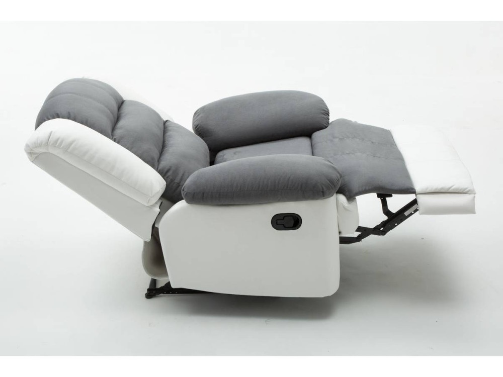 Fauteuil relax "Buckingham" - 85 x 93 x 100 cm - Blanc / Gris clair