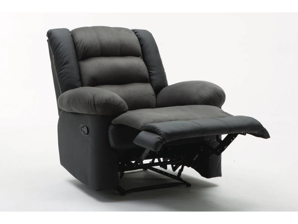 Fauteuil relax "Buckingham" - 85 x 93 x 100 cm - Noir / Gris foncé