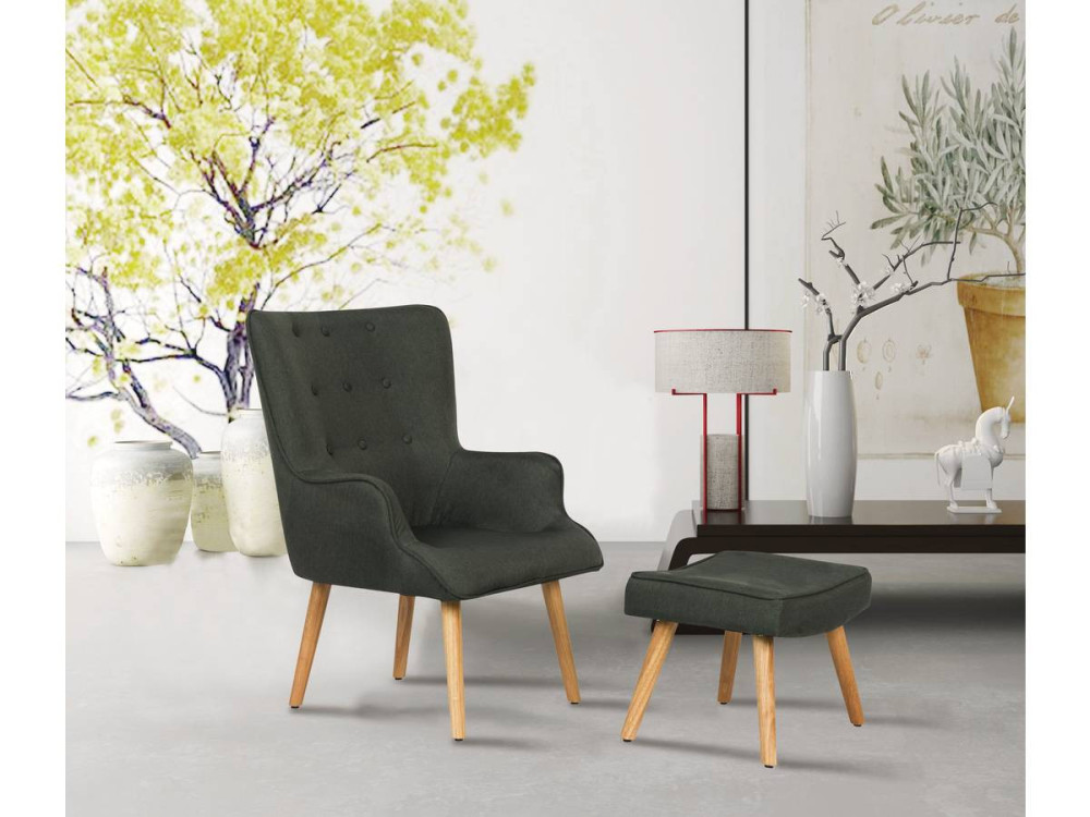 Fauteuil style scandinave tissu "Odense" - 1 place - Gris foncé