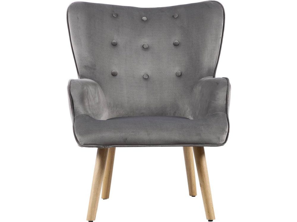 Fauteuil style scandinave velours "Odense" - 73 x 81 x 92.5 cm - 1 place - Gris