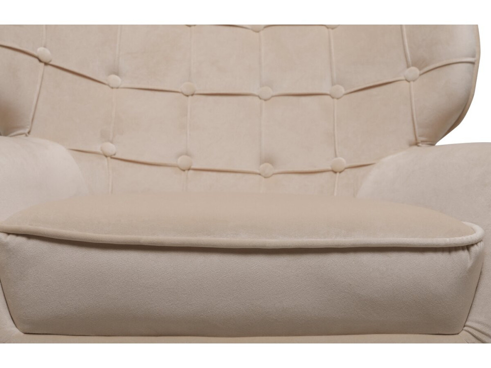Fauteuil en velours "Austin" - 79 x 71 x 79.5 cm - Beige