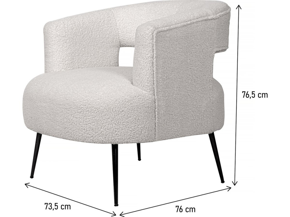 Fauteuil en tissu bouclette "iris" - Blanc