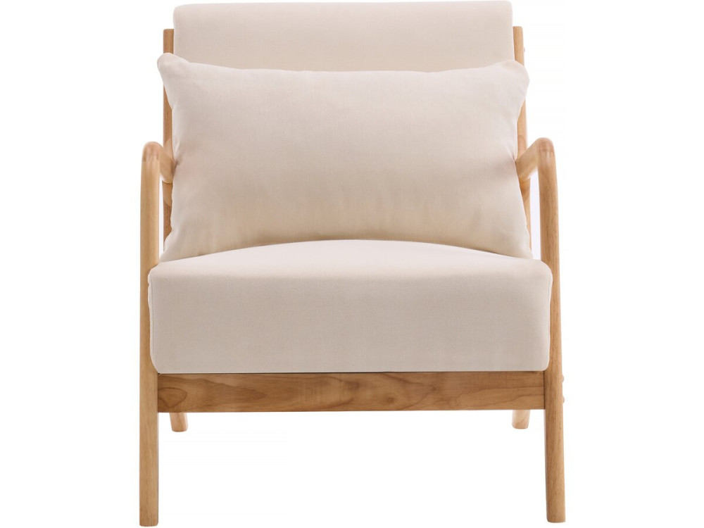 Fauteuil "Clinton" en bois style scandinave - Lin - Beige