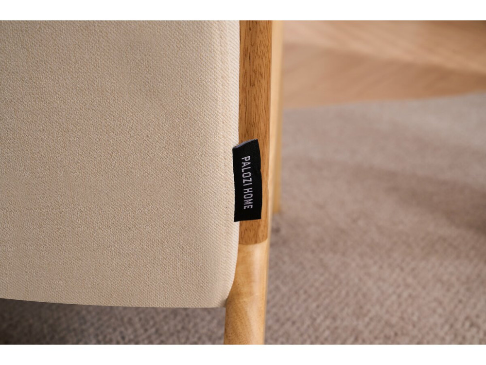 Fauteuil "Clinton" en bois style scandinave - Lin - Beige