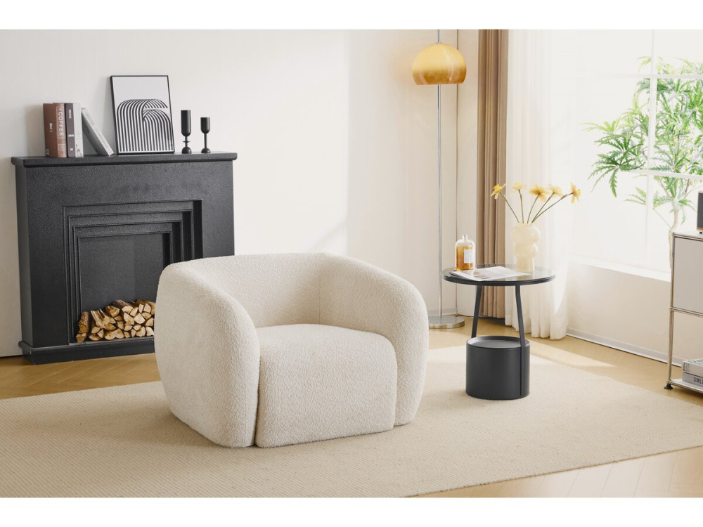 Fauteuil tissu bouclette "Washington" - Blanc