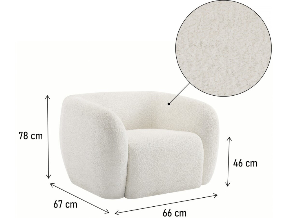 Fauteuil tissu bouclette "Washington" - Blanc