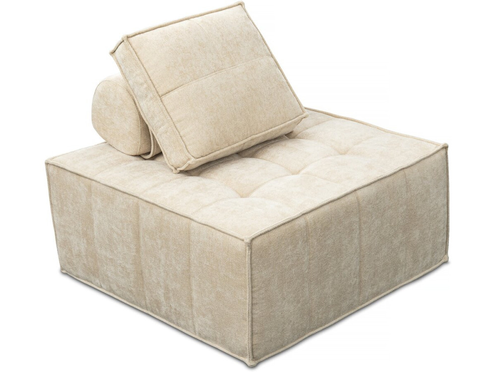 Chauffeuse en tissu texturé "Velluto" - 96 x 100 x 89 cm - Beige