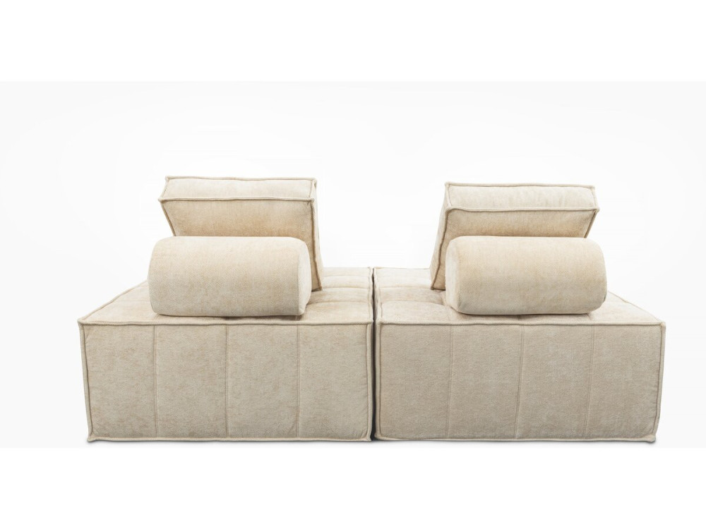 Lot de 2 chauffeuses pour canapé modulables en tissu texturé "Velluto" - Beige