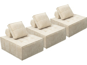 Lot de 3 chauffeuses pour canapé modulables en tissu texturé "Velluto" - Beige