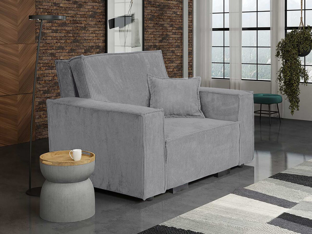 Fauteuil convertible en velours côtelé "Clivia" - Gris