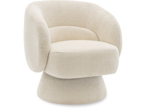 Fauteuil pivotant en tissu bouclette "Franklin" - 74 x 75 x 75 cm - Beige