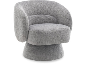 Fauteuil pivotant en tissu bouclette "Franklin" - 74 x 75 x 75 cm - Gris
