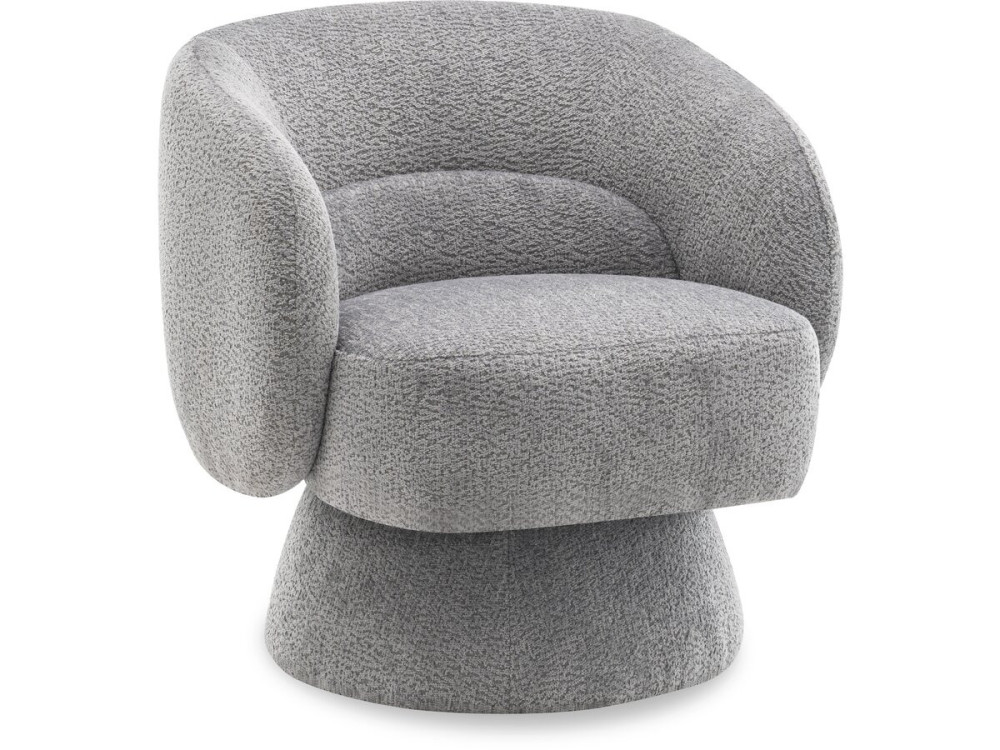 Fauteuil pivotant en tissu bouclette "Franklin" - 74 x 75 x 75 cm - Gris