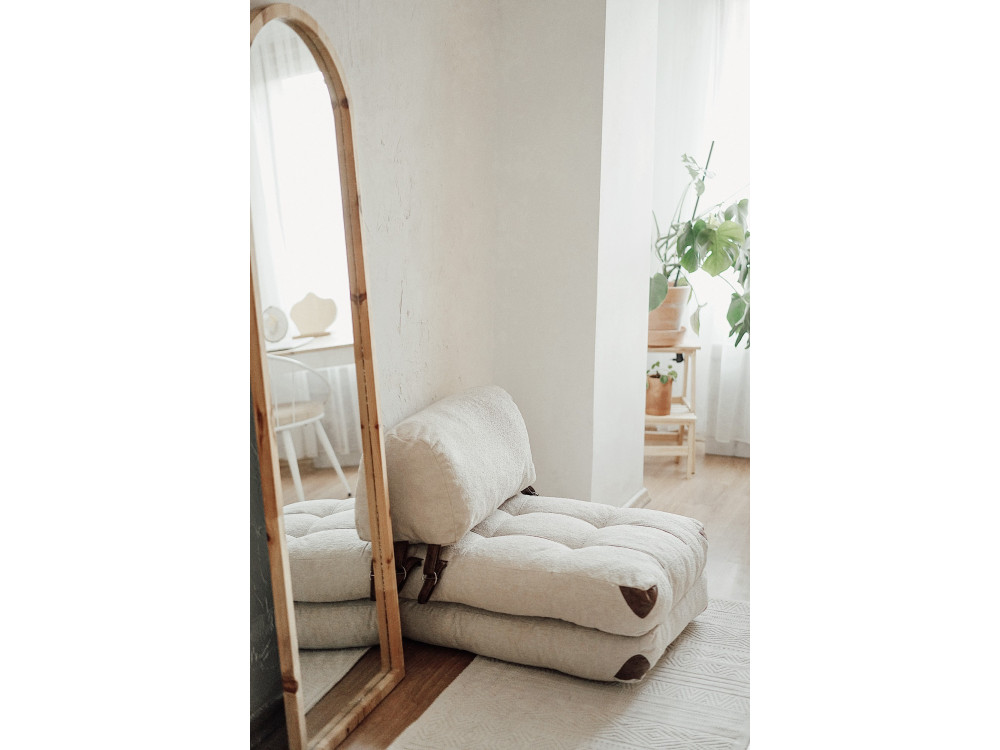 Fauteuil-lit en tissu "Fold" - 80 x 60 x 70 cm - Crème