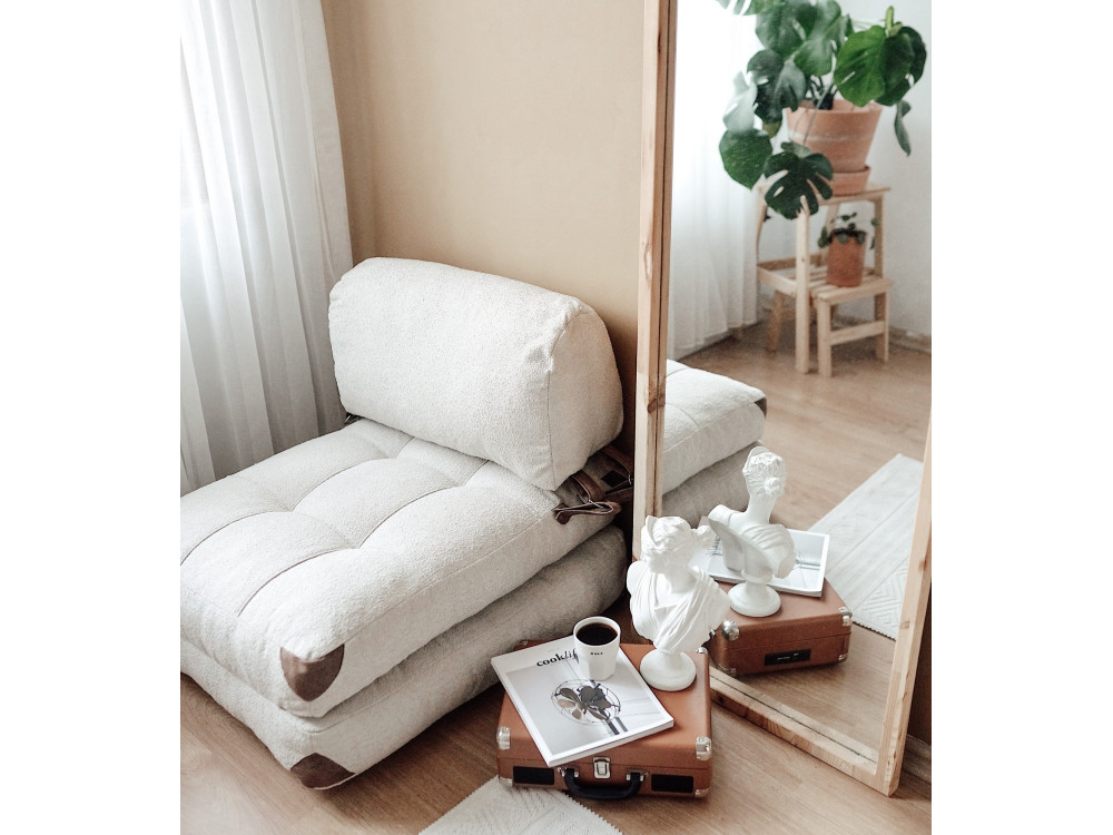 Fauteuil-lit en tissu "Fold" - 80 x 60 x 70 cm - Crème