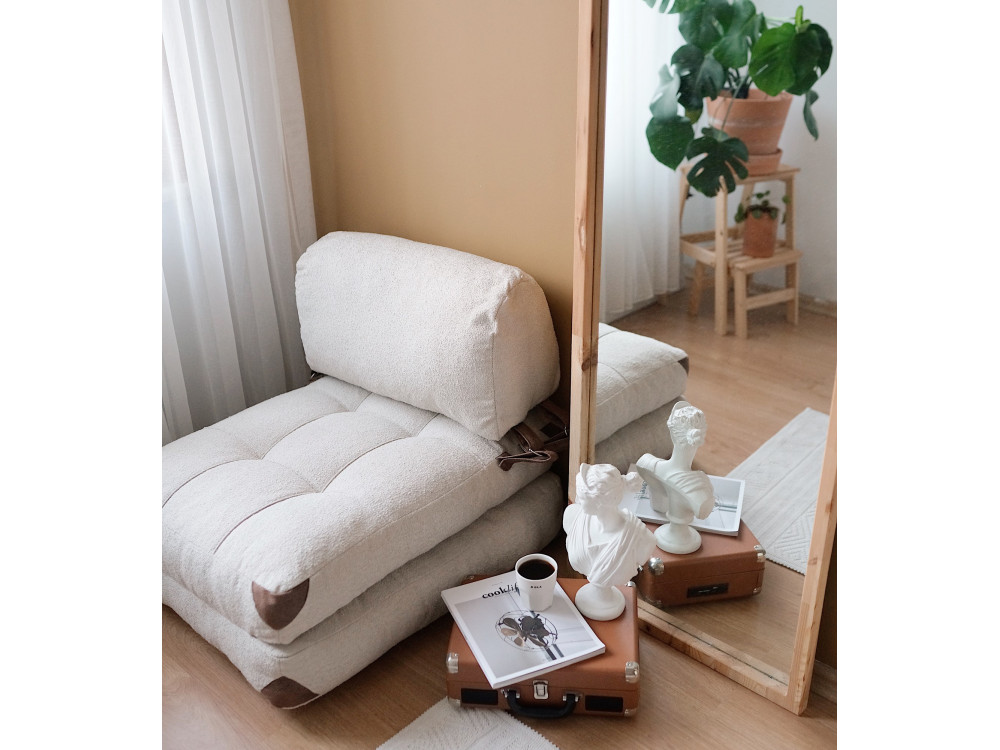 Fauteuil-lit en tissu "Fold" - 80 x 60 x 70 cm - Crème
