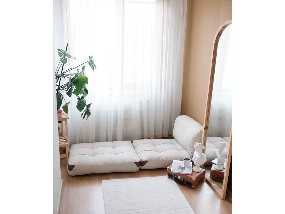 Fauteuil-lit en tissu "Fold" - 80 x 60 x 70 cm - Crème