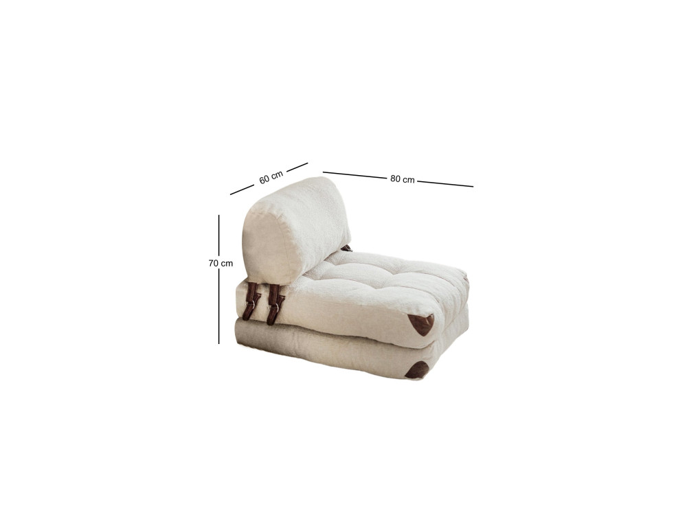 Fauteuil-lit en tissu "Fold" - 80 x 60 x 70 cm - Crème