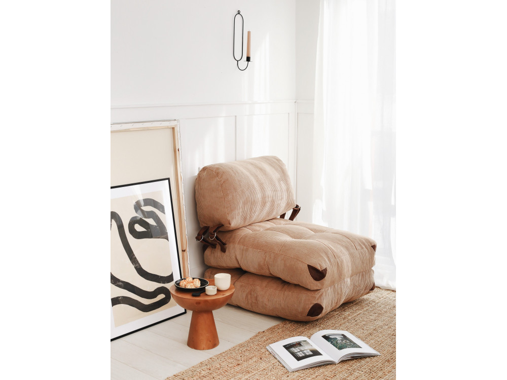 Fauteuil-lit en tissu "Fold" - 80 x 60 x 70 cm - Marron