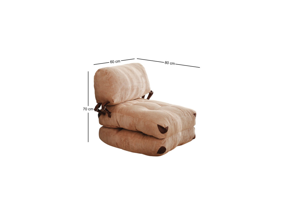 Fauteuil-lit en tissu "Fold" - 80 x 60 x 70 cm - Marron