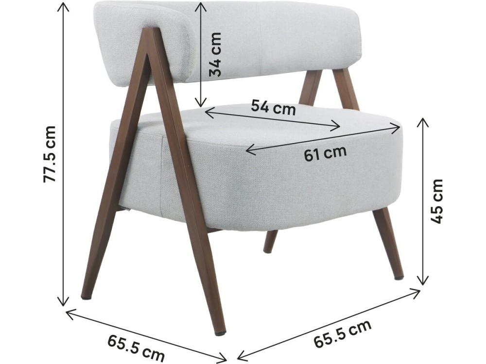 Fauteuil avec structure imitation bois "Astra" - Gris clair