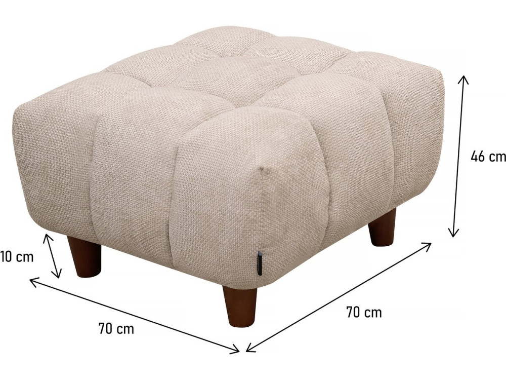 Ottoman pour canapé droit "Matignon" - 70 x 70 x 46 cm - Beige
