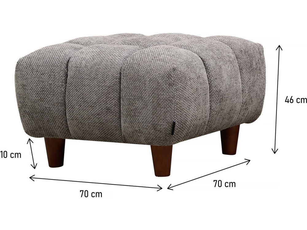 Ottoman pour canapé droit "Matignon" - 70 x 70 x 46 cm - Gris