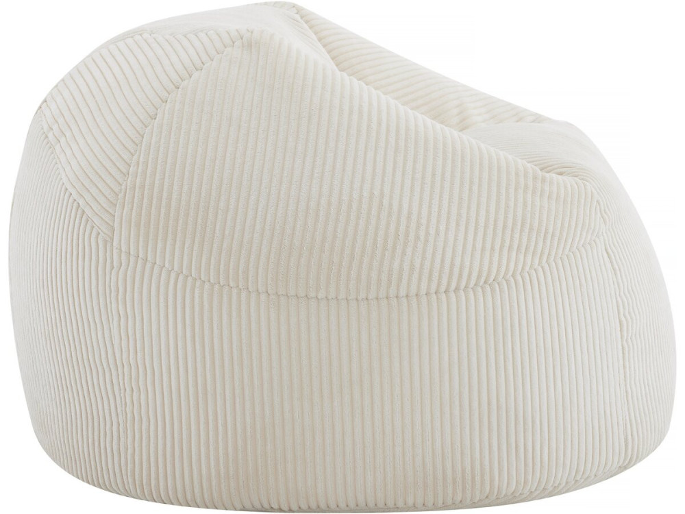 Pouf en velours côtelé  "Cusco" - 80 x 74 x 49 cm - Beige