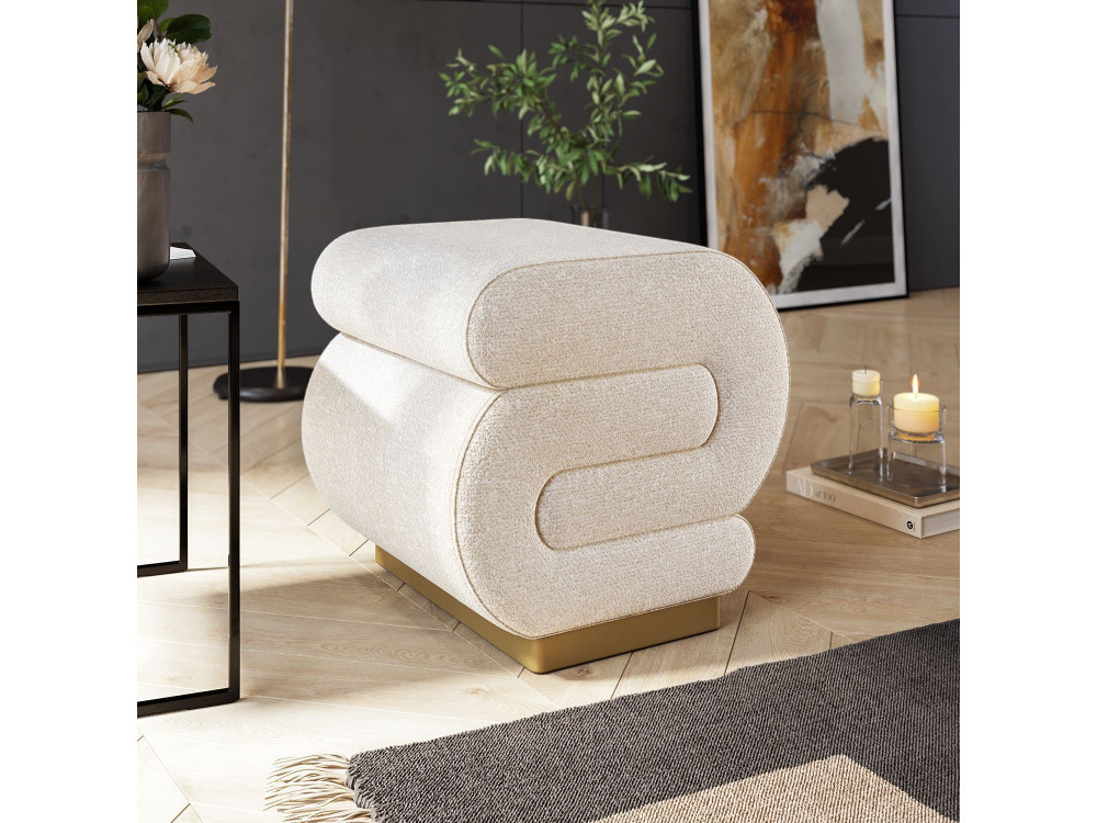 Pouf en bois "Sally" 40 x 42 x 42 cm - Crème