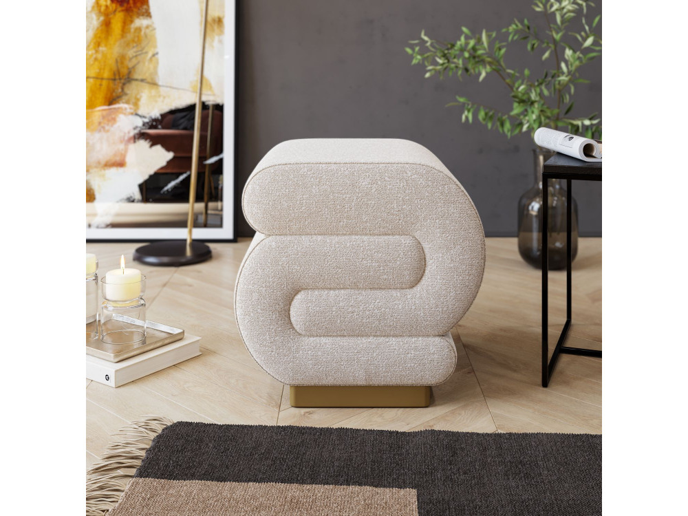 Pouf en bois "Sally" 40 x 42 x 42 cm - Crème