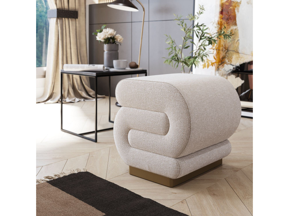 Pouf en bois "Sally" 40 x 42 x 42 cm - Crème