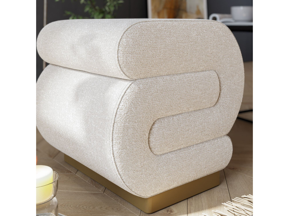 Pouf en bois "Sally" 40 x 42 x 42 cm - Crème