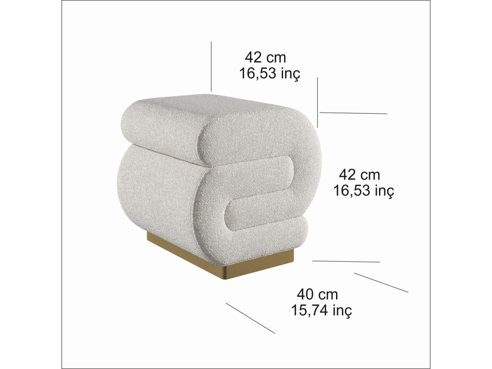 Pouf en bois "Sally" 40 x 42 x 42 cm - Crème
