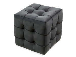 Pouf en velours "Lizbon" - 42 x 42 x 42 cm - Gris