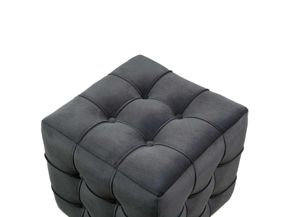Pouf en velours "Lizbon" - 42 x 42 x 42 cm - Gris