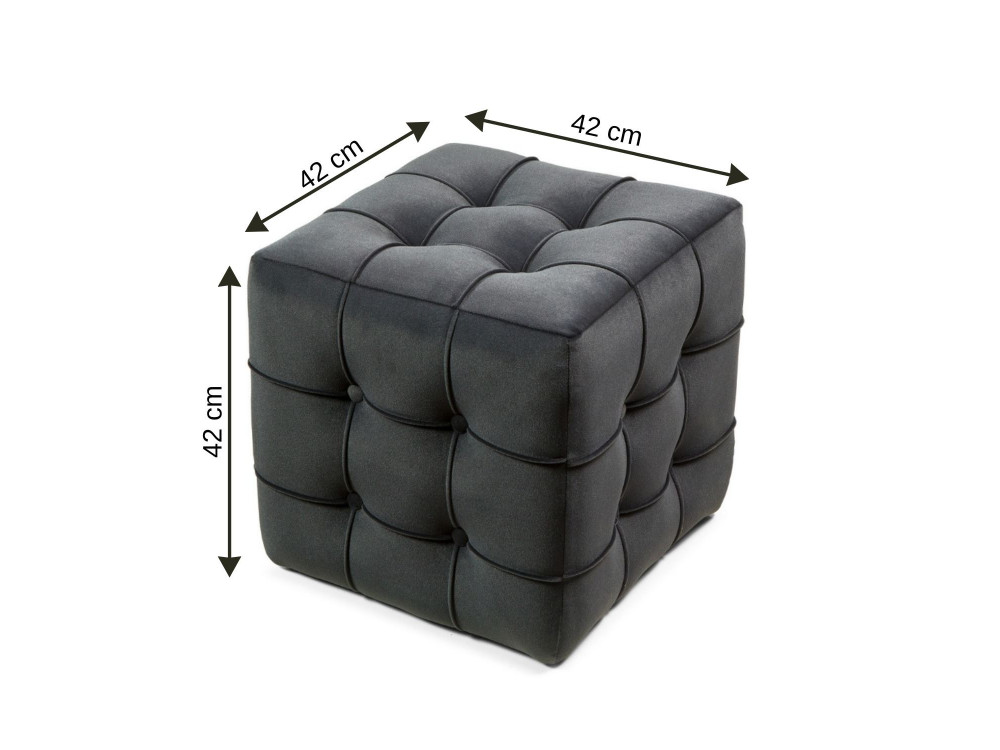 Pouf en velours "Lizbon" - 42 x 42 x 42 cm - Gris