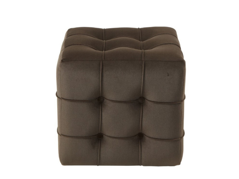 Pouf en velours "Lizbon" - 42 x 42 x 42 cm - Marron