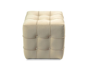 Pouf en velours "Lizbon" - 42 x 42 x 42 cm - Crème