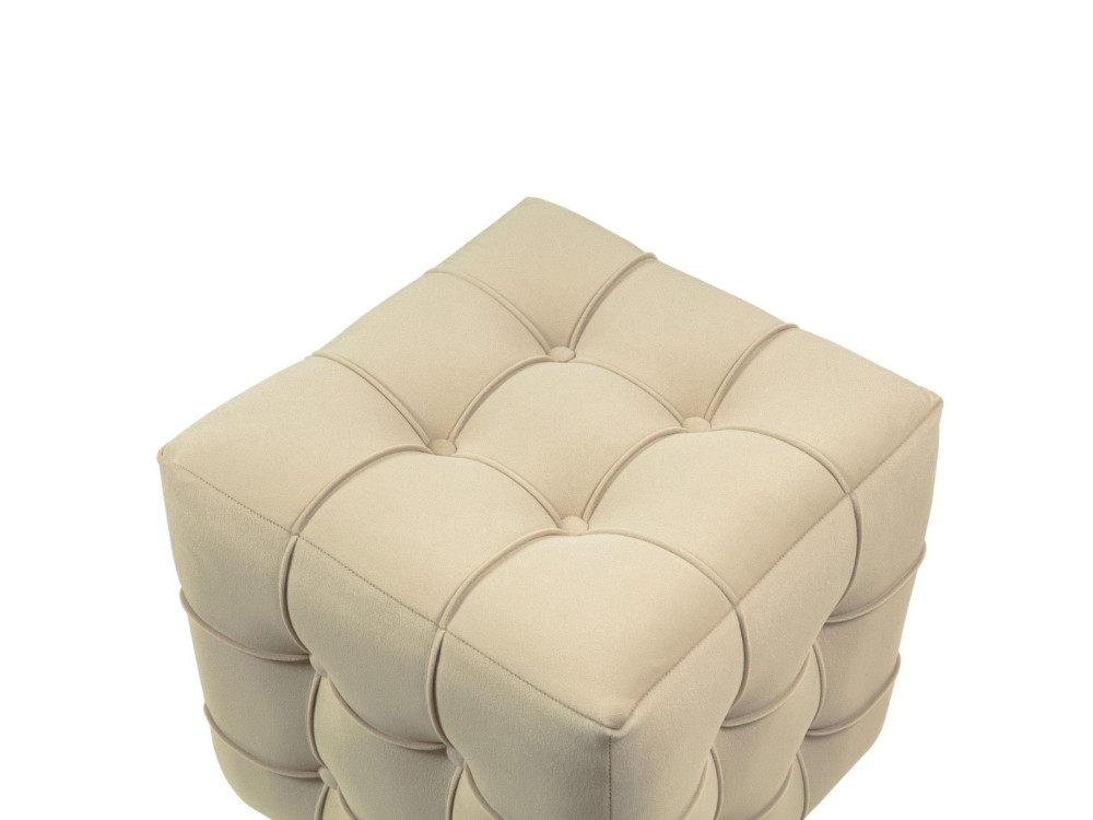 Pouf en velours "Lizbon" - 42 x 42 x 42 cm - Crème